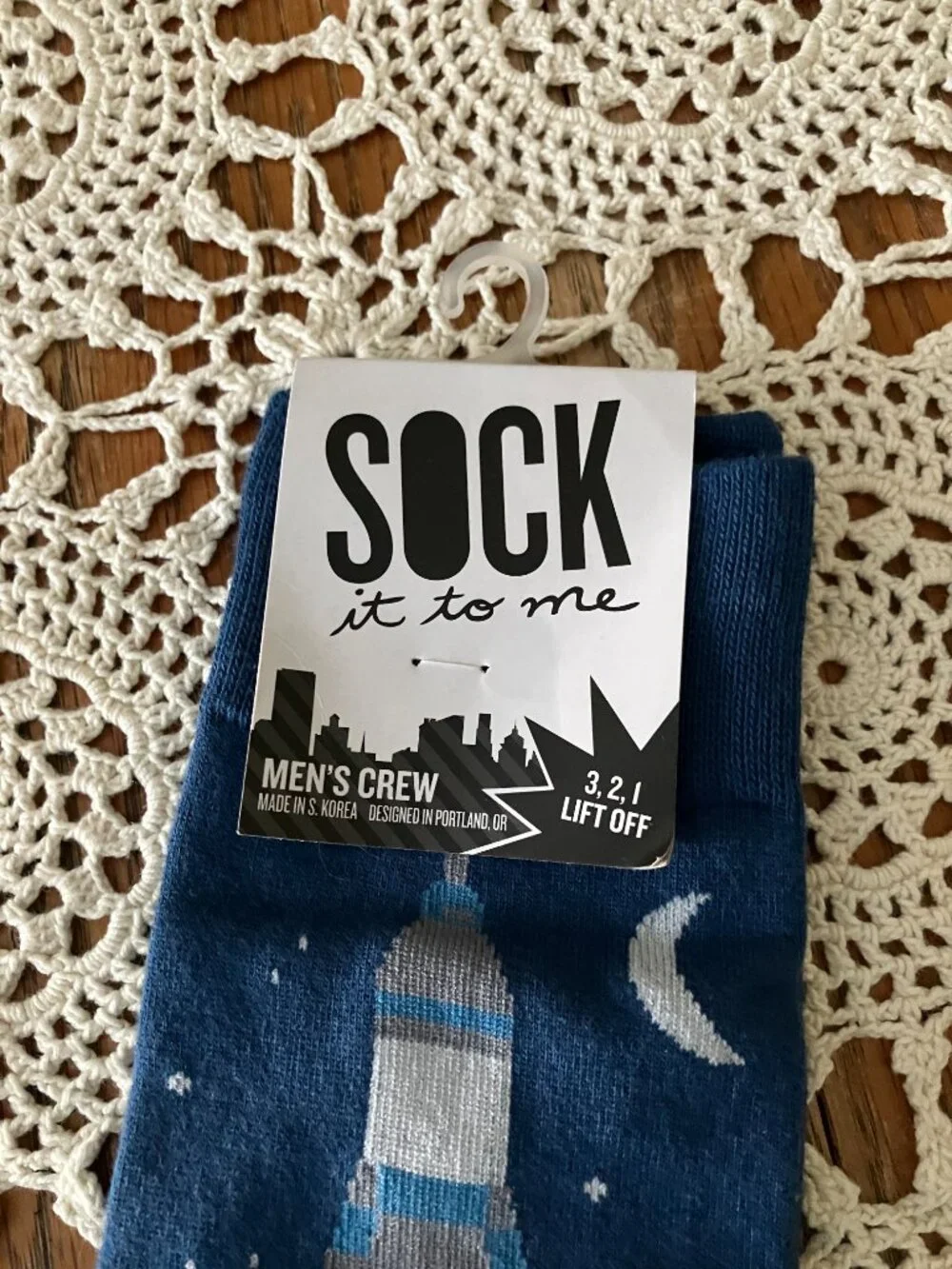 New Men’s Crews Socks – Sock it to Me Space Rocket Lift Off Socks